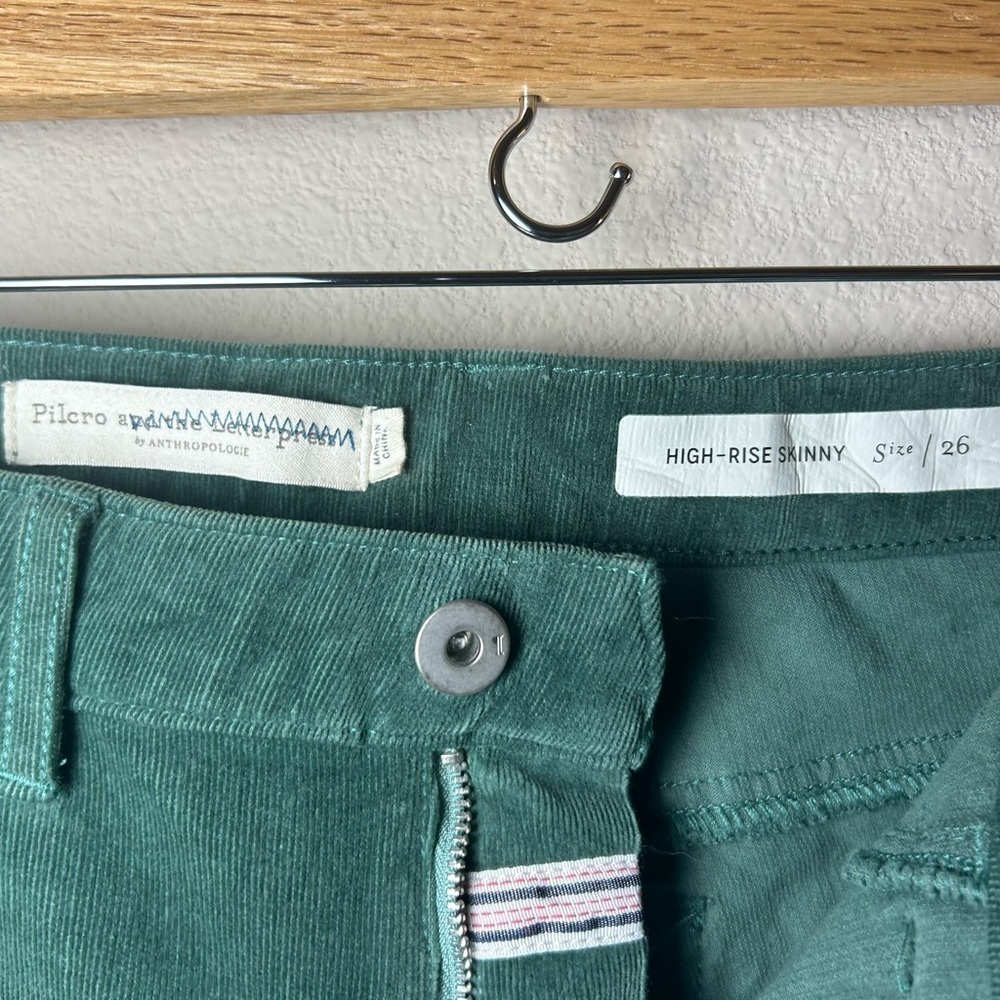Pilcro Size 26 Corduroy High Rise Skinny Jeans Forest Green by Anthropology - Picture 5 of 14